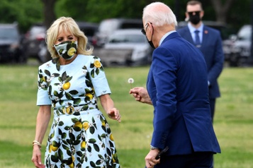 Joe Biden offre une fleur de pissenlit à la première dame)