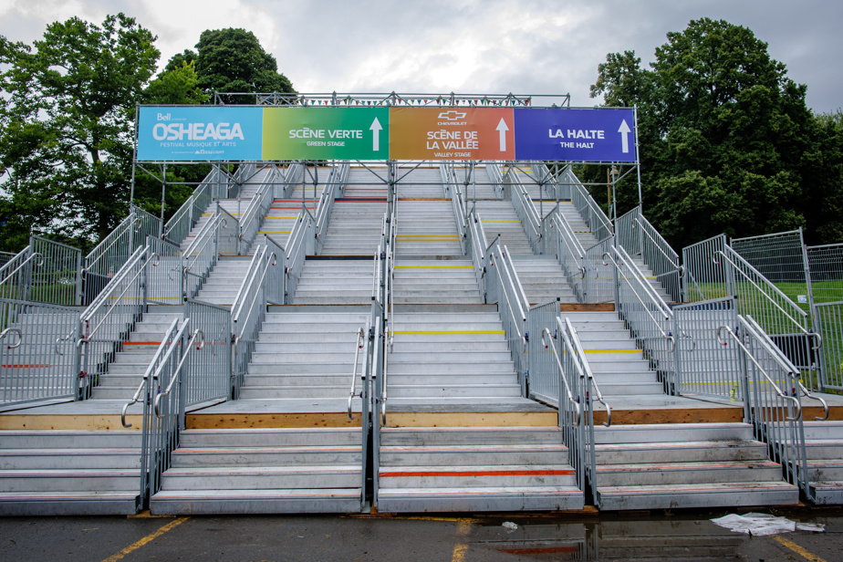 À la veille du festival Osheaga, les derniers préparatifs étaient en cours au parc Jean-Drapeau, ont pu constater notre journaliste et notre photographe.